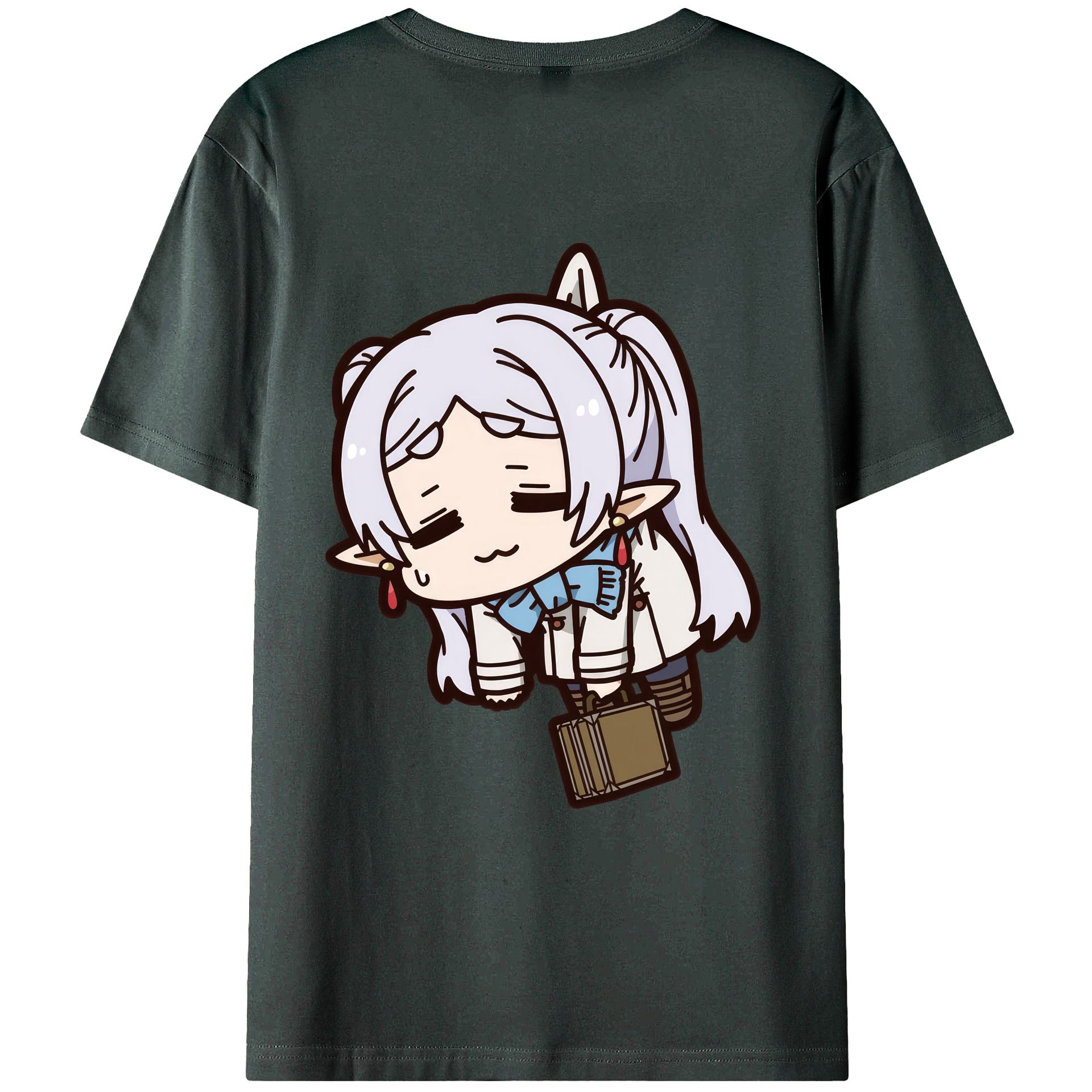 （画像用） 葬送のフリーレン Frieren 綿100％ メンズ半袖Tシャツ（バックプリント） 通気性